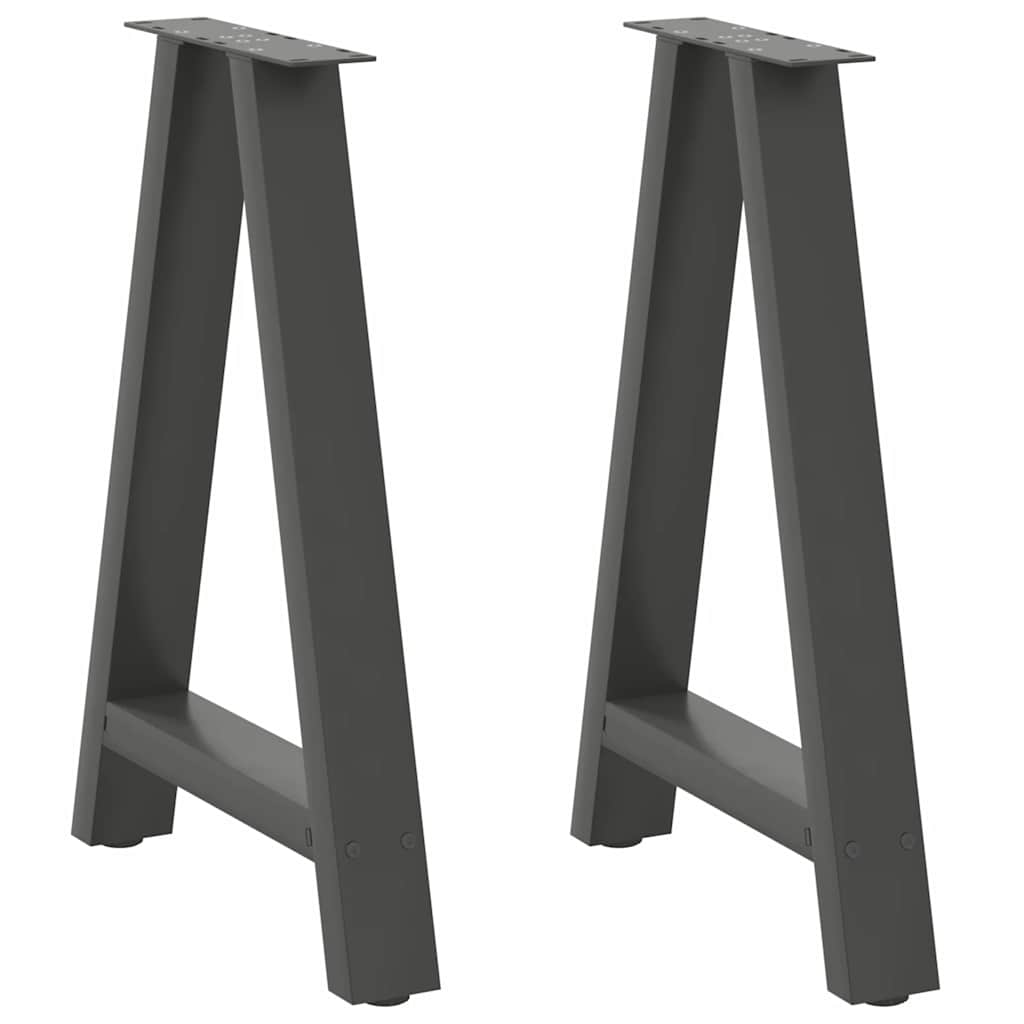 vidaXL Patas para mesa de comedor en forma de A (2 unidades), antracita, 60 x (72-73) cm, acero