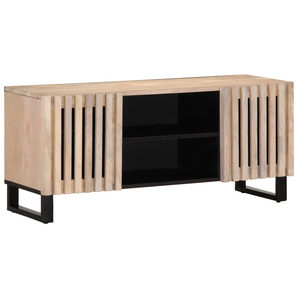 vidaXL Mueble de TV madera maciza de mango blanco 105x34x46 cm
