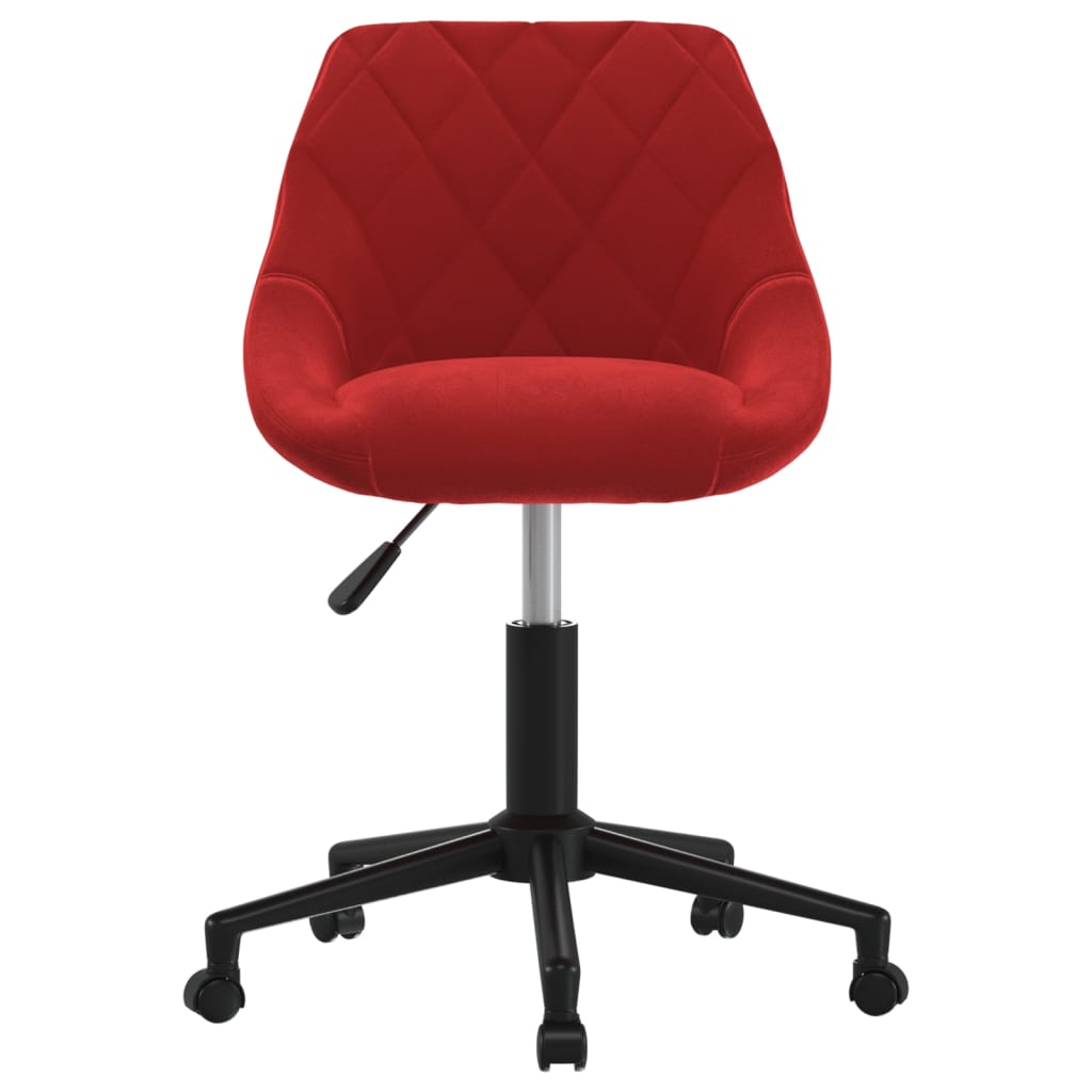 vidaXL Silla de oficina giratoria de terciopelo rojo tinto - Image 3