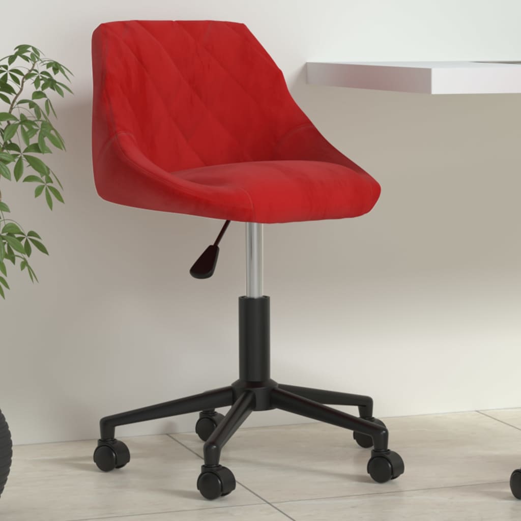 vidaXL Silla de oficina giratoria de terciopelo rojo tinto