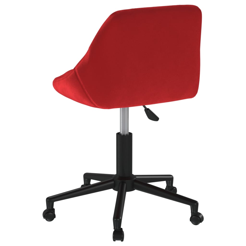 vidaXL Silla de oficina giratoria de terciopelo rojo tinto - Image 5