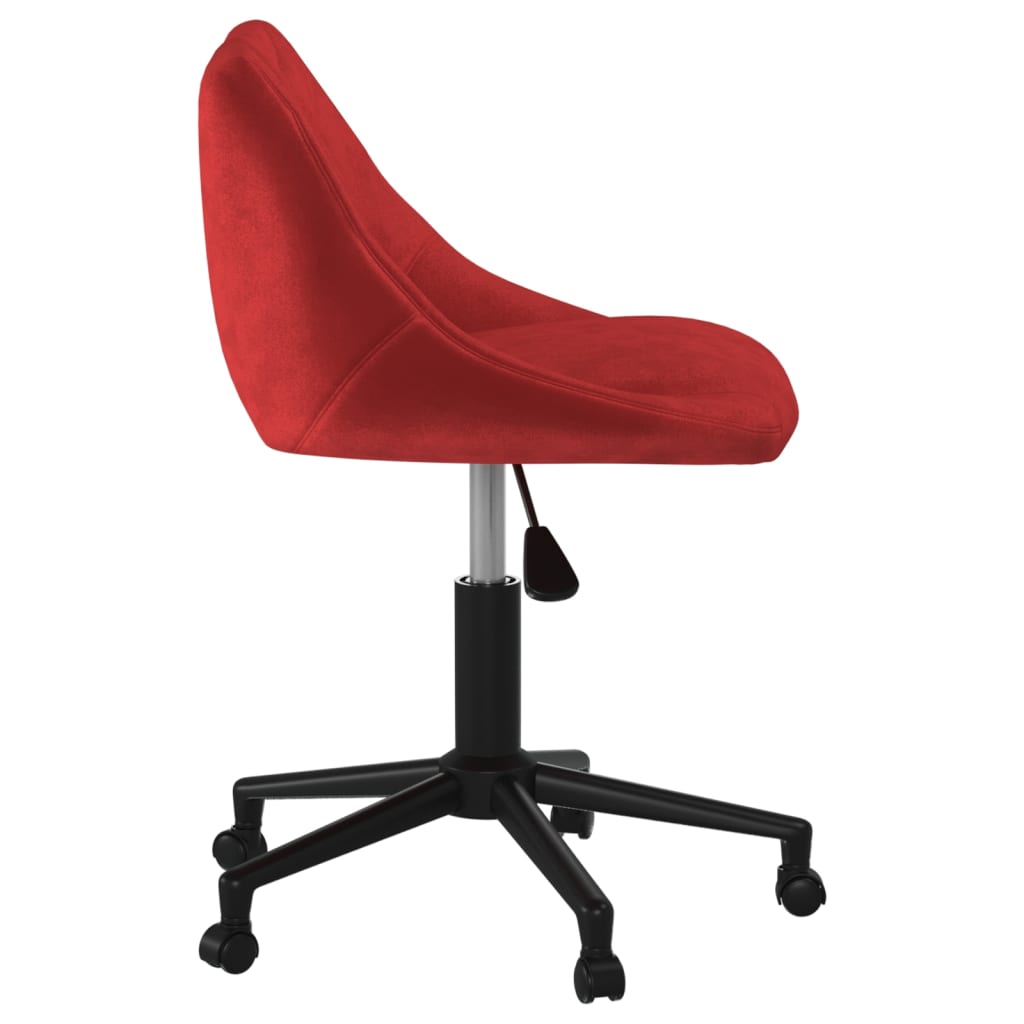 vidaXL Silla de oficina giratoria de terciopelo rojo tinto - Image 4
