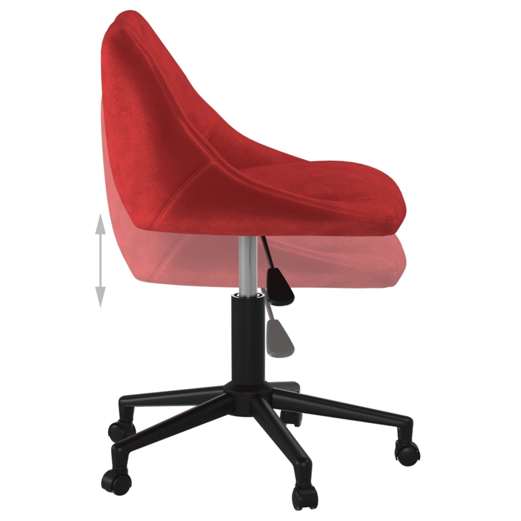 vidaXL Silla de oficina giratoria de terciopelo rojo tinto - Image 6