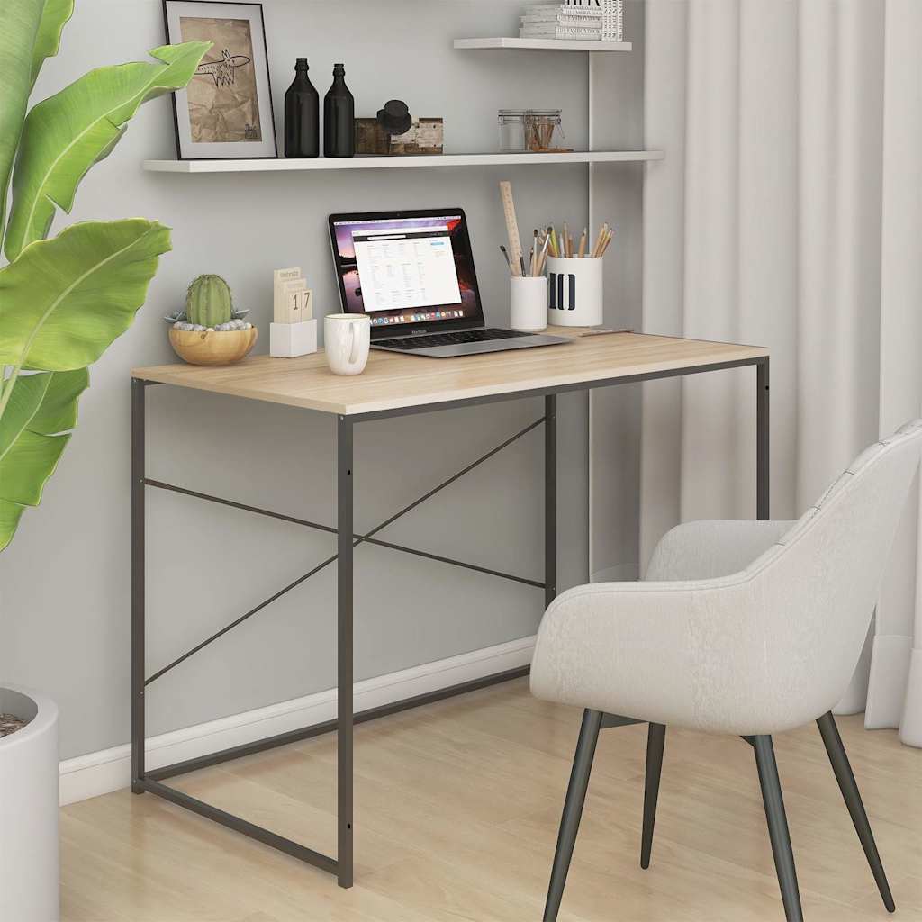 vidaXL Escritorio de ordenador madera de ingeniería negro y roble