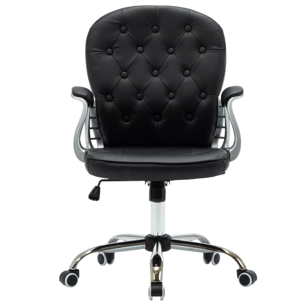 vidaXL Silla de oficina giratoria de cuero sintético negro - Image 3