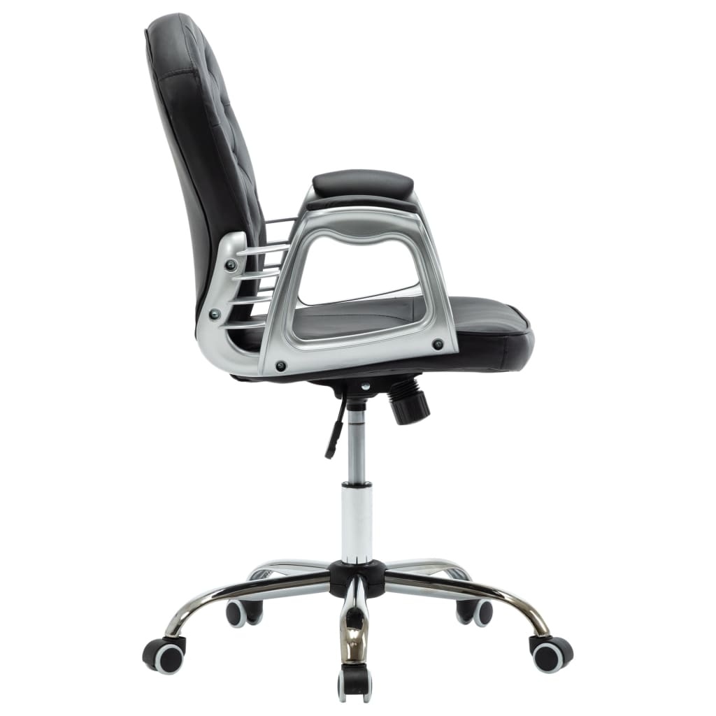 vidaXL Silla de oficina giratoria de cuero sintético negro - Image 4