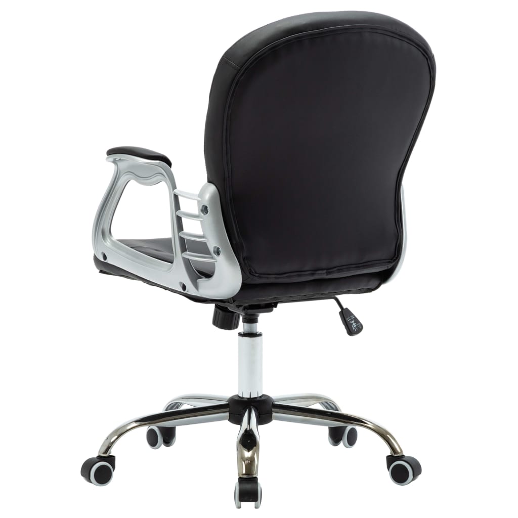 vidaXL Silla de oficina giratoria de cuero sintético negro - Image 6