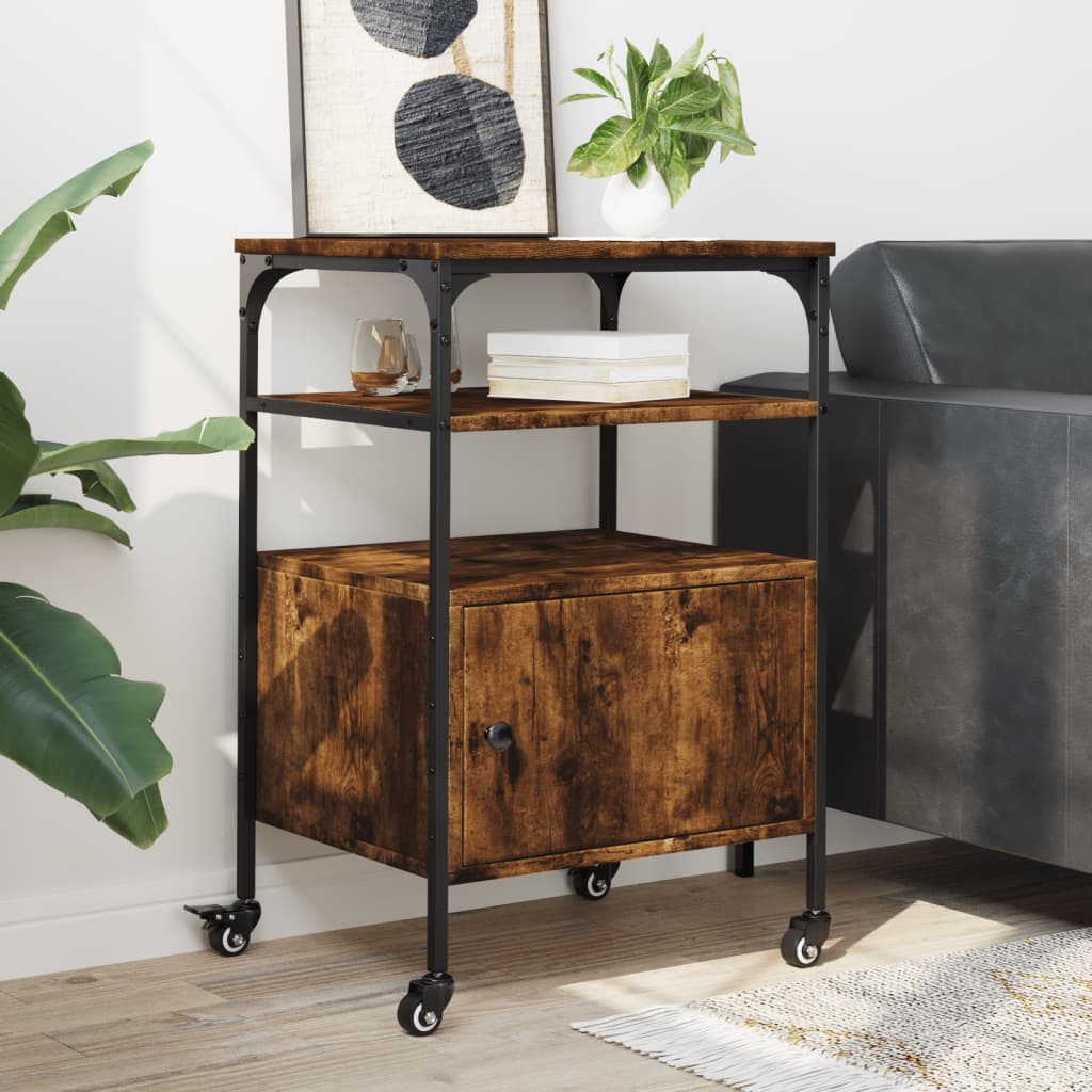 vidaXL Soporte de impresora 3 niveles roble ahumado 50x40x76 cm - Image 4