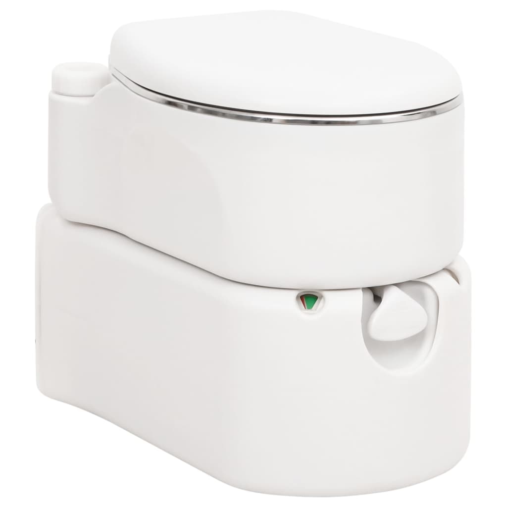 vidaXL Inodoro de camping integrado HDPE y acero blanco 24+17 L