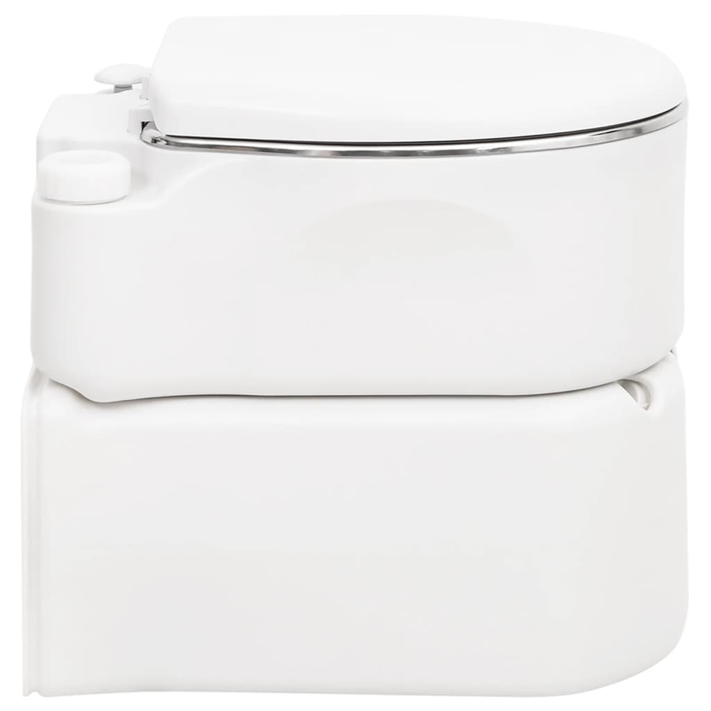 vidaXL Inodoro de camping integrado HDPE y acero blanco 24+17 L - Image 4