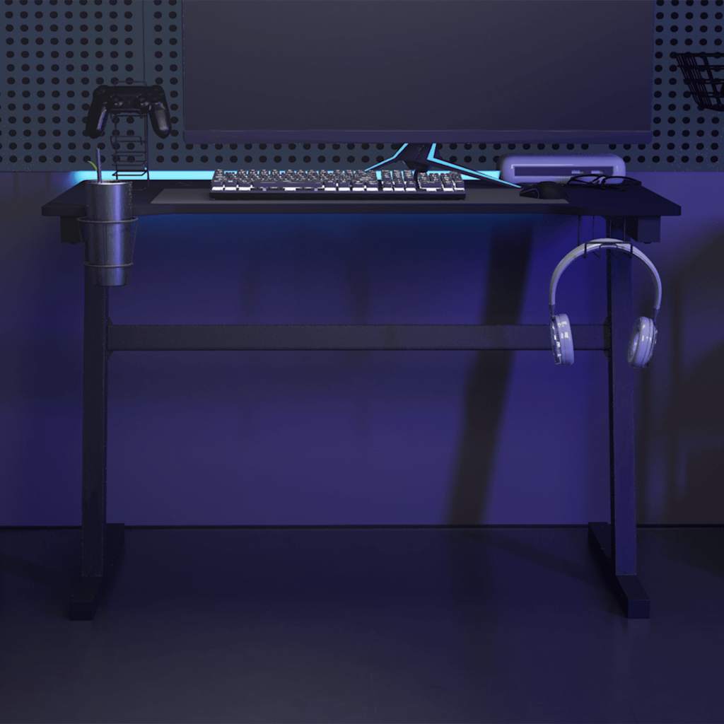 vidaXL Escritorio gaming con luz LED forma Y negro 110x60x75 cm