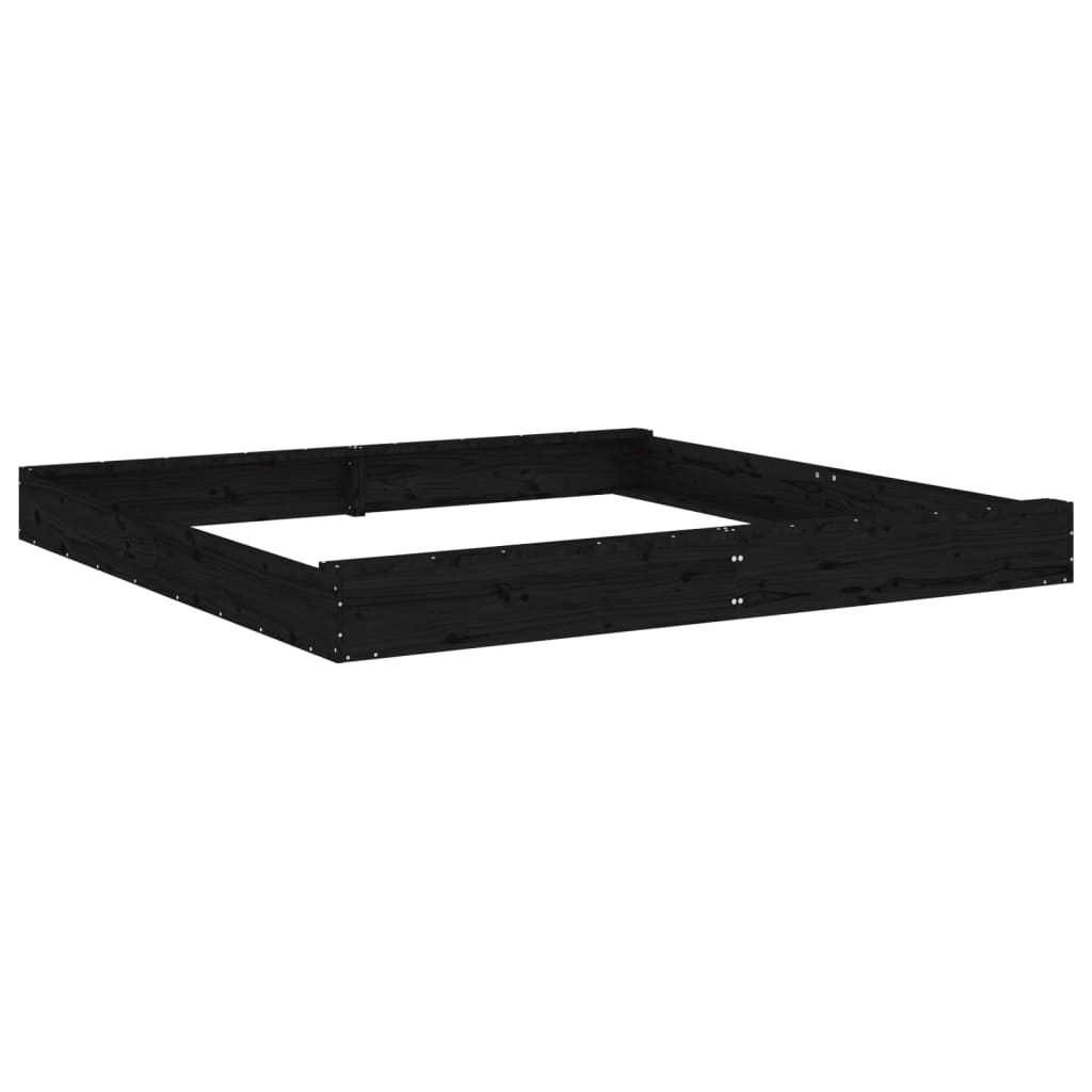 vidaXL Arenero con asientos cuadrado madera maciza de pino negro - Image 6