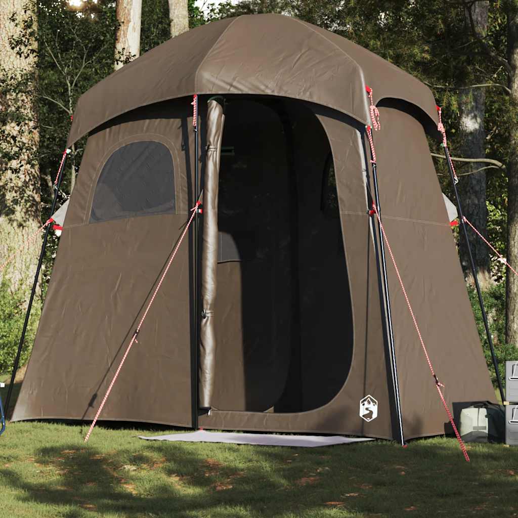 vidaXL Tienda de ducha para 2 personas impermeable marrón