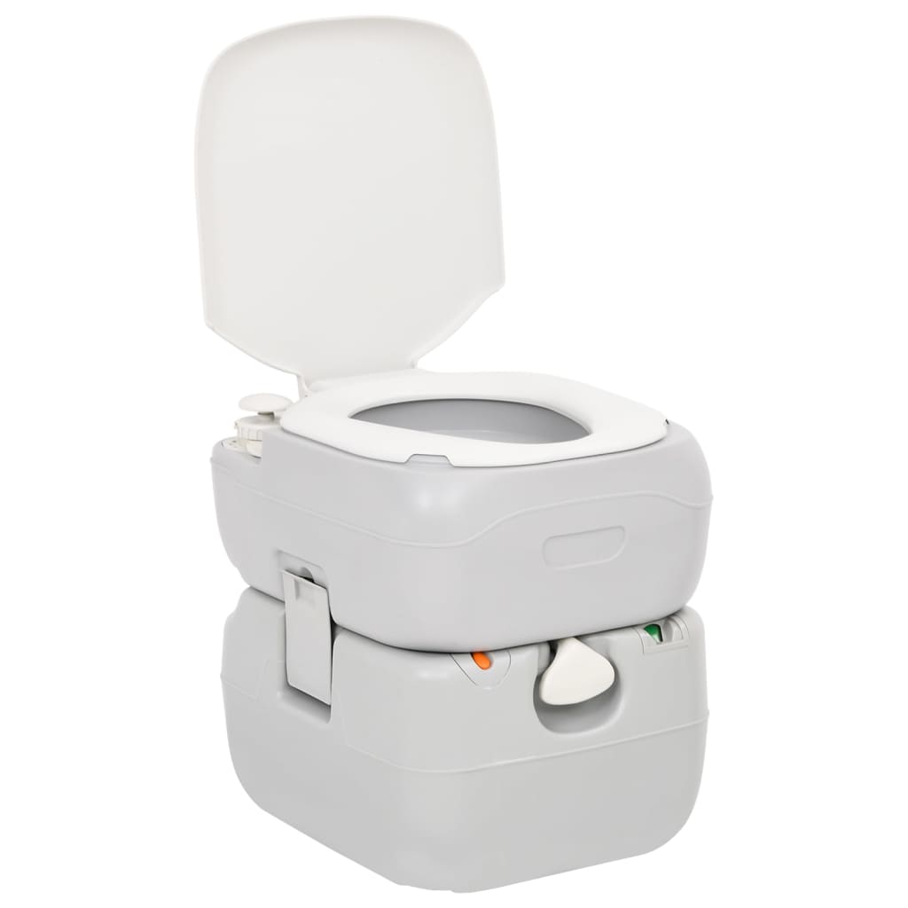 vidaXL Inodoro de camping portátil HDPE gris y blanco 22+12 L - Image 3