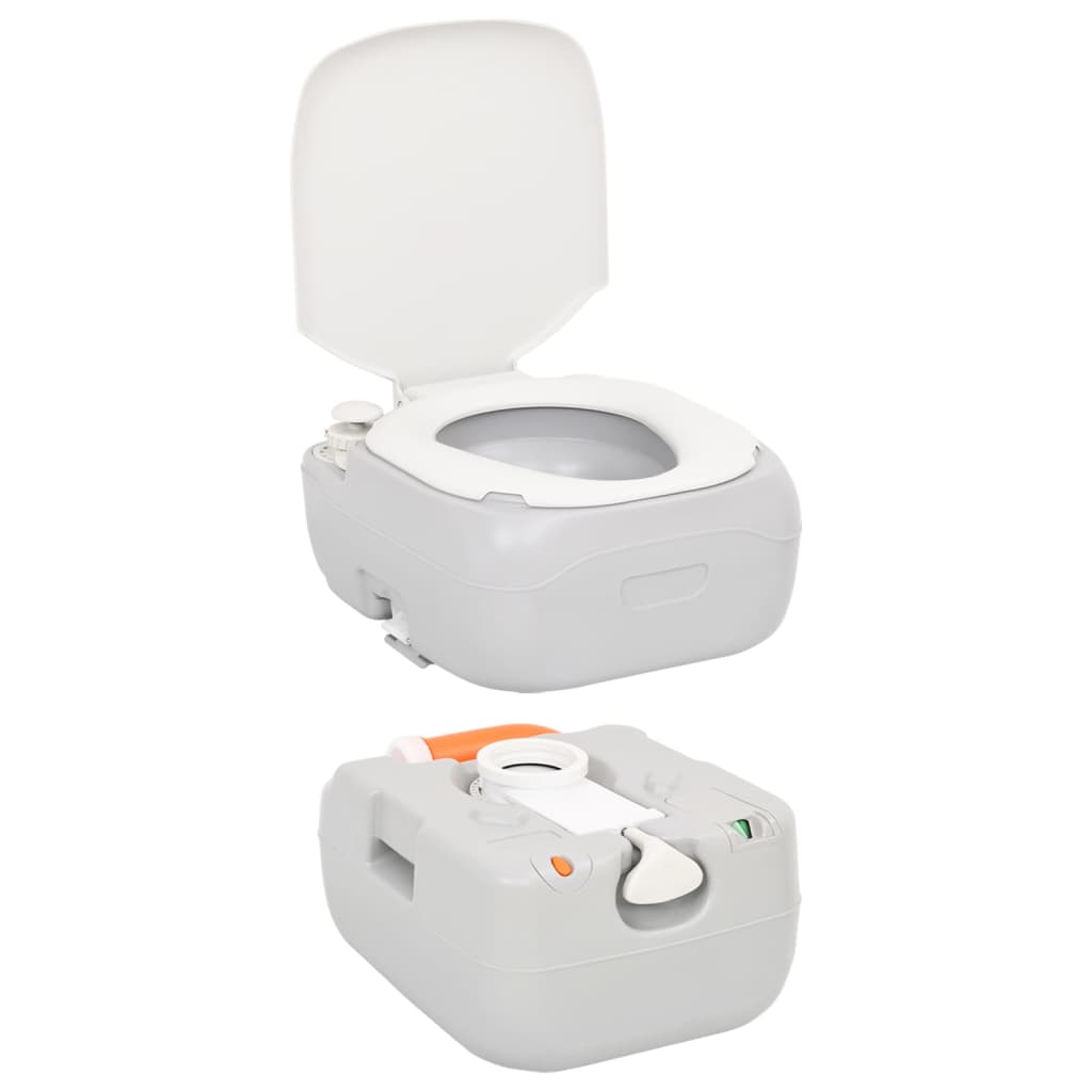vidaXL Inodoro de camping portátil HDPE gris y blanco 22+12 L - Image 4