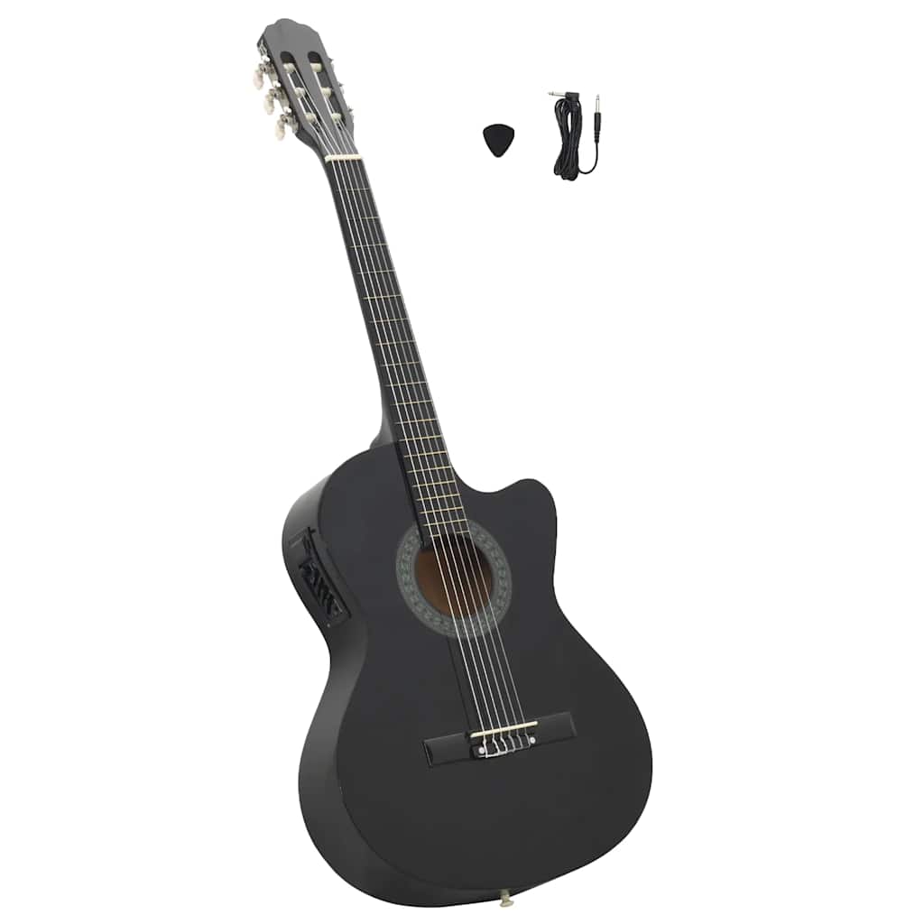 vidaXL Guitarra clásica occidental con ecualizador y 6 cuerdas negro