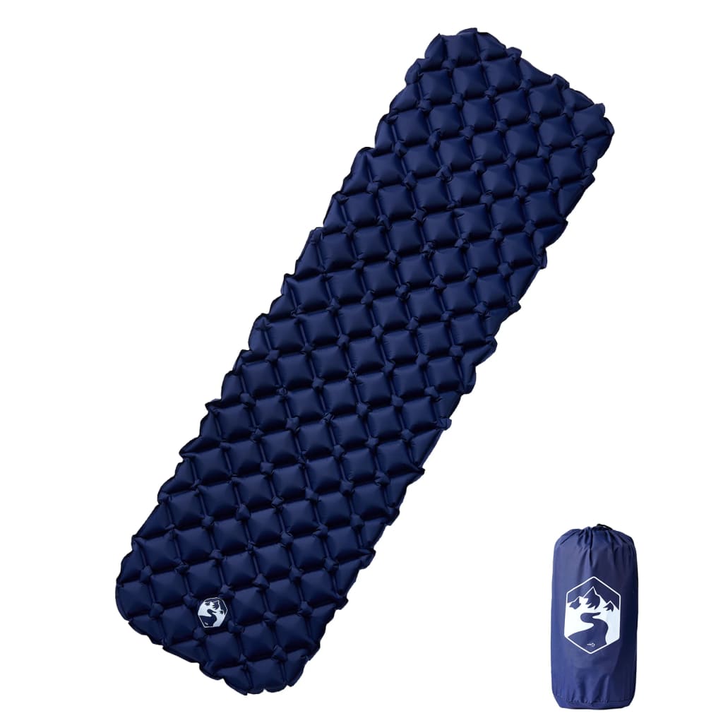 vidaXL Colchón inflable de camping 1 persona azul marino 190x58x6 cm