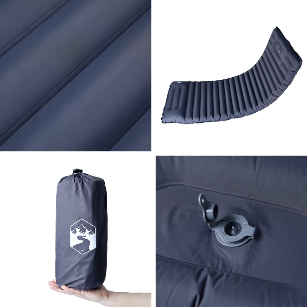 vidaXL Colchón de camping autoinflable con con almohada 1 persona gris - Image 5