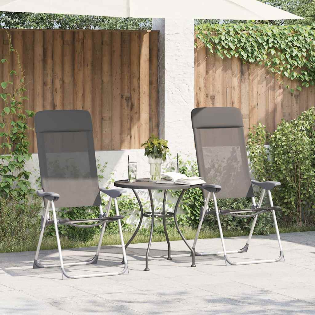 vidaXL Sillas de camping plegables 4 unidades aluminio gris