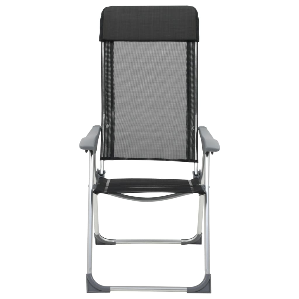 vidaXL Sillas de camping plegables de aluminio 4 unidades negro - Image 3