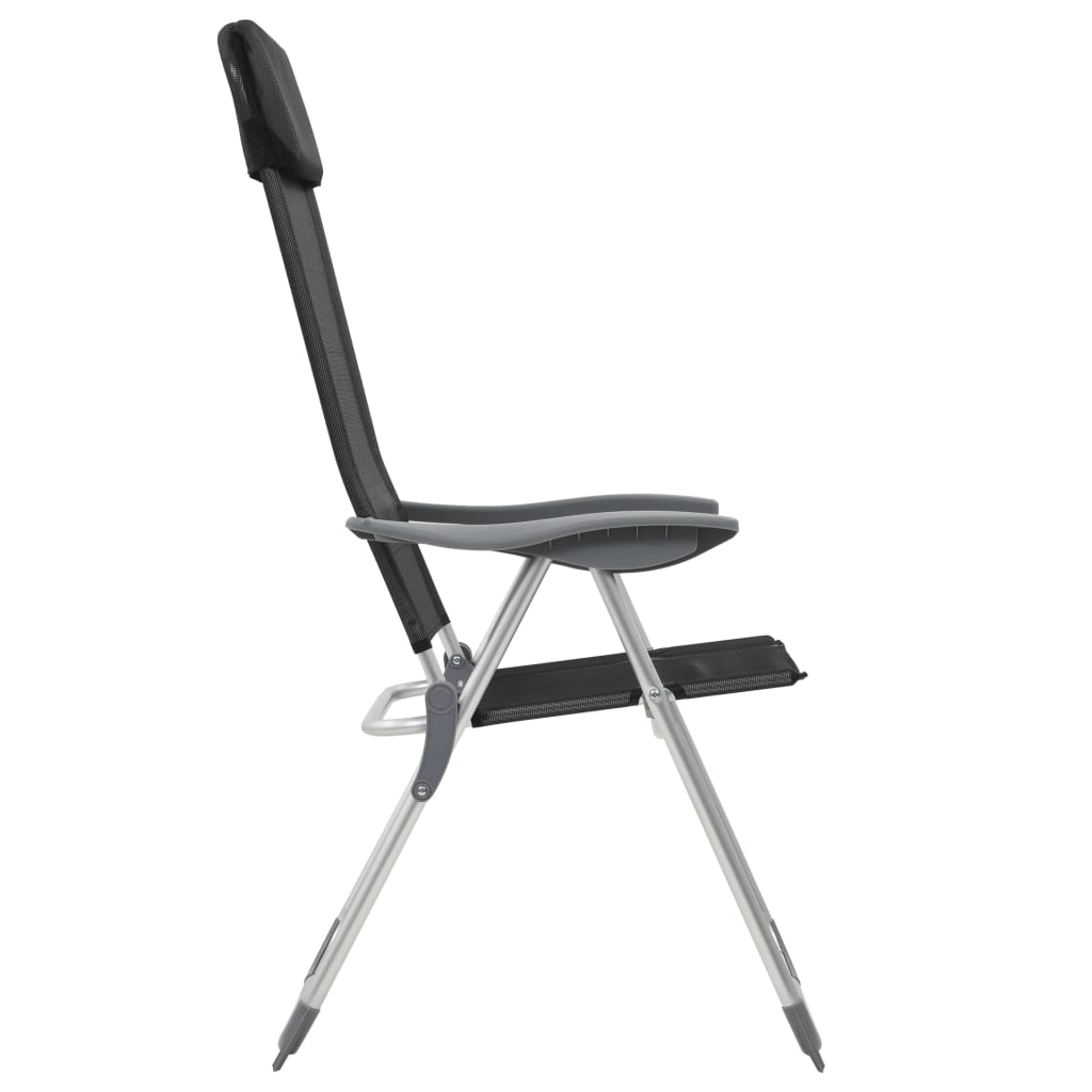 vidaXL Sillas de camping plegables de aluminio 4 unidades negro - Image 5