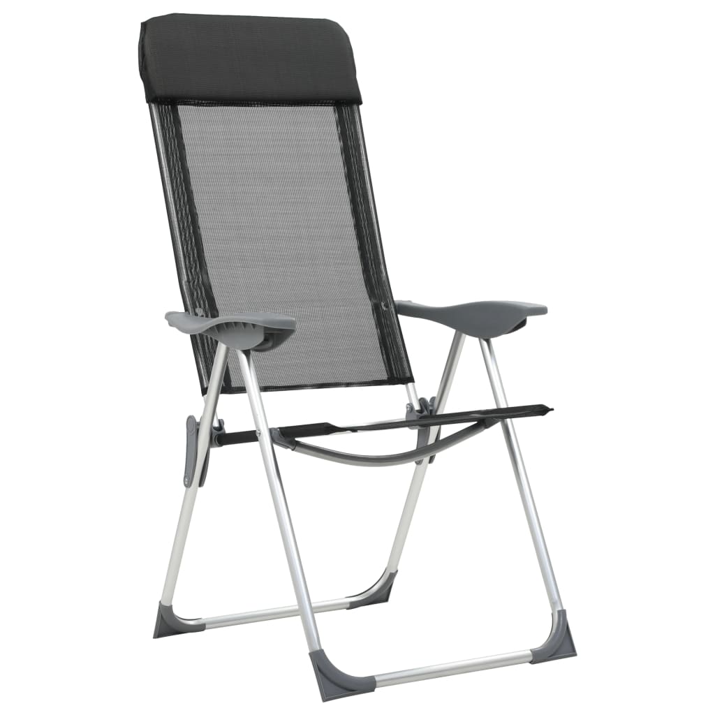 vidaXL Sillas de camping plegables de aluminio 4 unidades negro - Image 4