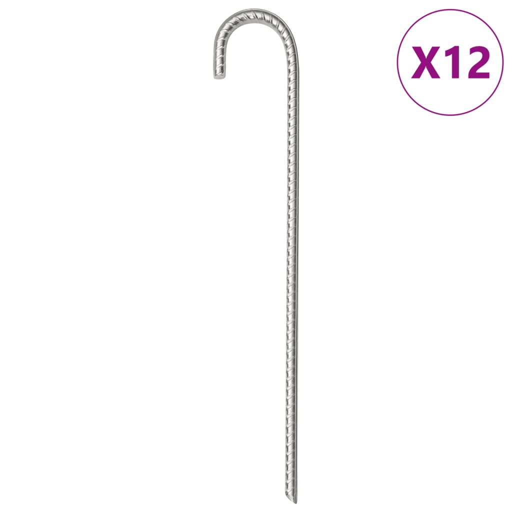 vidaXL Clavijas para tienda 12 uds acero galvanizado 37 cm Ø10 mm