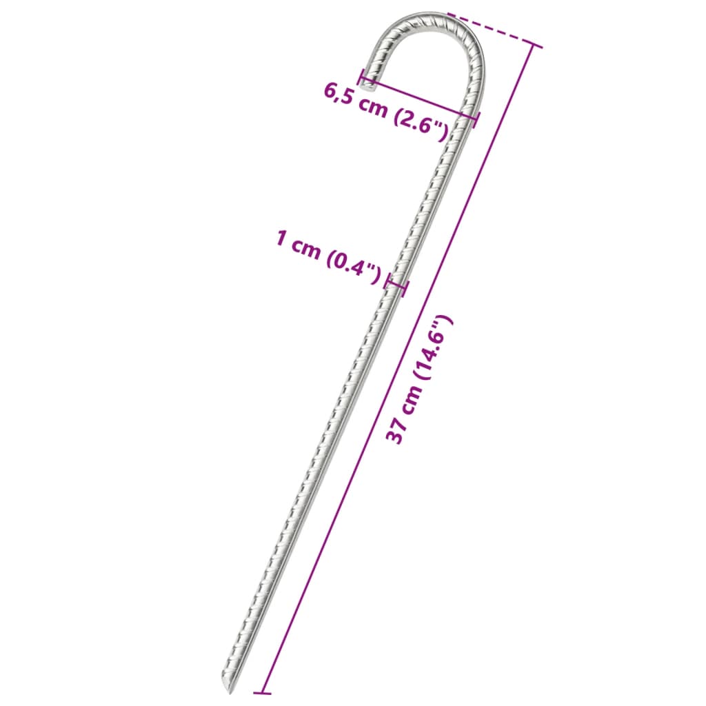 vidaXL Clavijas para tienda 12 uds acero galvanizado 37 cm Ø10 mm - Image 5