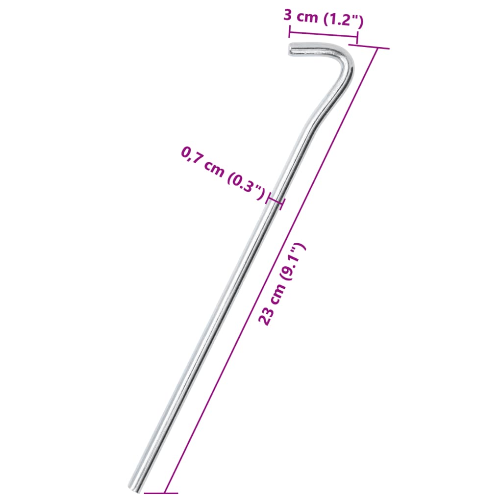 vidaXL Clavijas para tienda 25 uds acero galvanizado 23 cm Ø7 mm - Image 5