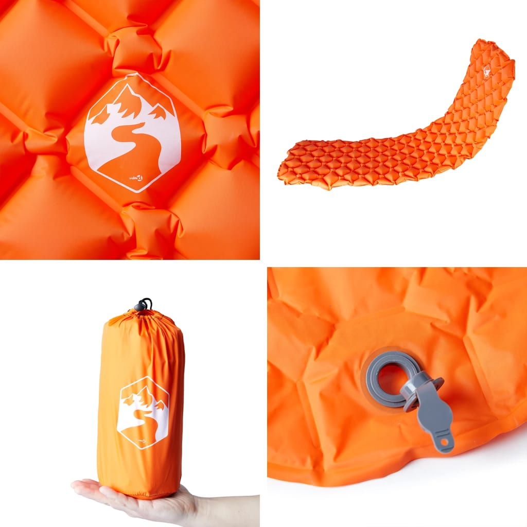 vidaXL Colchón inflable de camping para 1 persona naranja 190x58x6 cm - Image 5