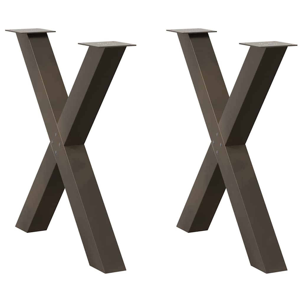 vidaXL Patas para mesa de comedor en forma de X (2 unidades, acero natural, 80 x 72-73 cm)