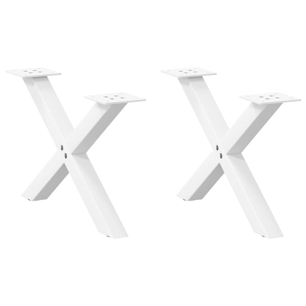 vidaXL Patas para mesa de centro en forma de X (2 unidades), color blanco, 60 x (30-31) cm, acero