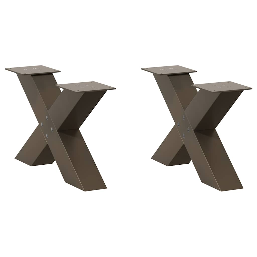 vidaXL Patas para mesa de centro en forma de X (2 unidades), acero natural, 50 x (30-31) cm.