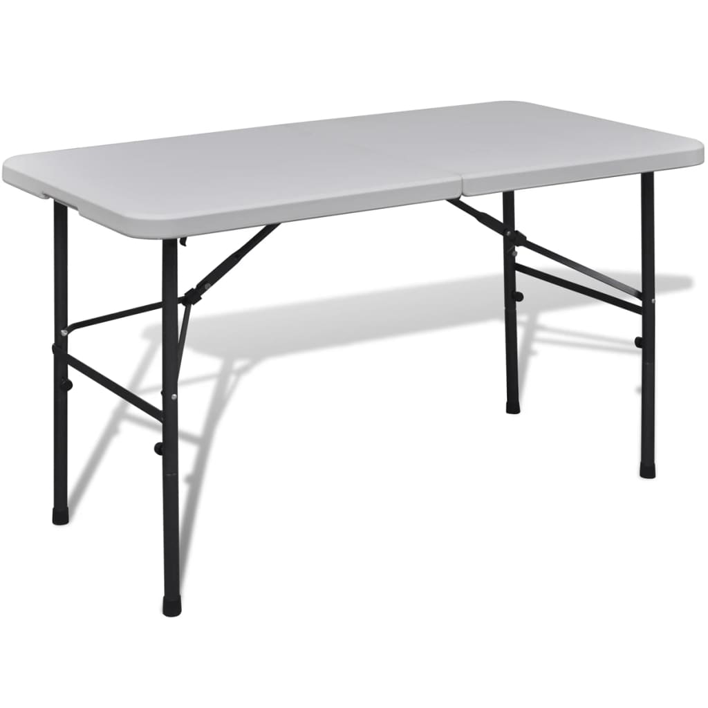 vidaXL Mesa de jardín plegable 122 cm HDPE blanco