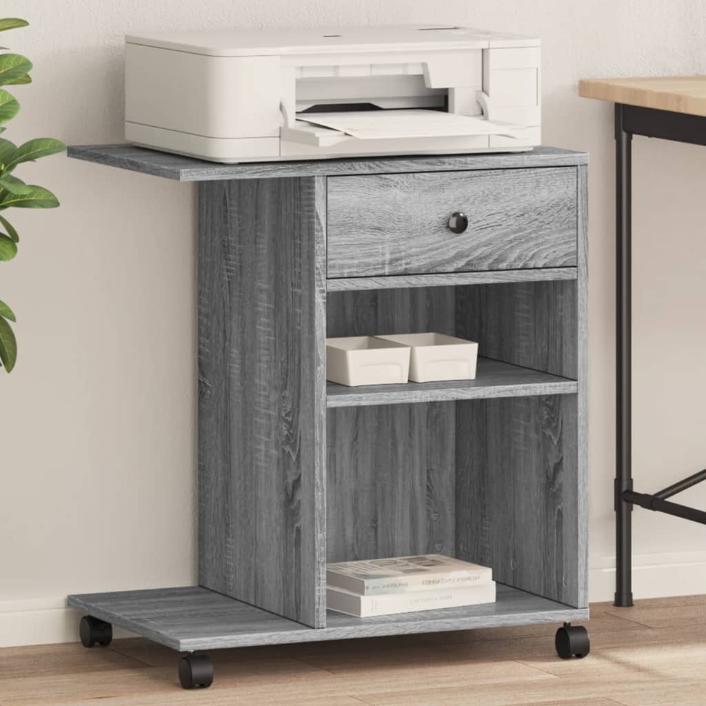vidaXL Soporte para impresora con ruedas gris Sonoma 60x40x68,5 cm