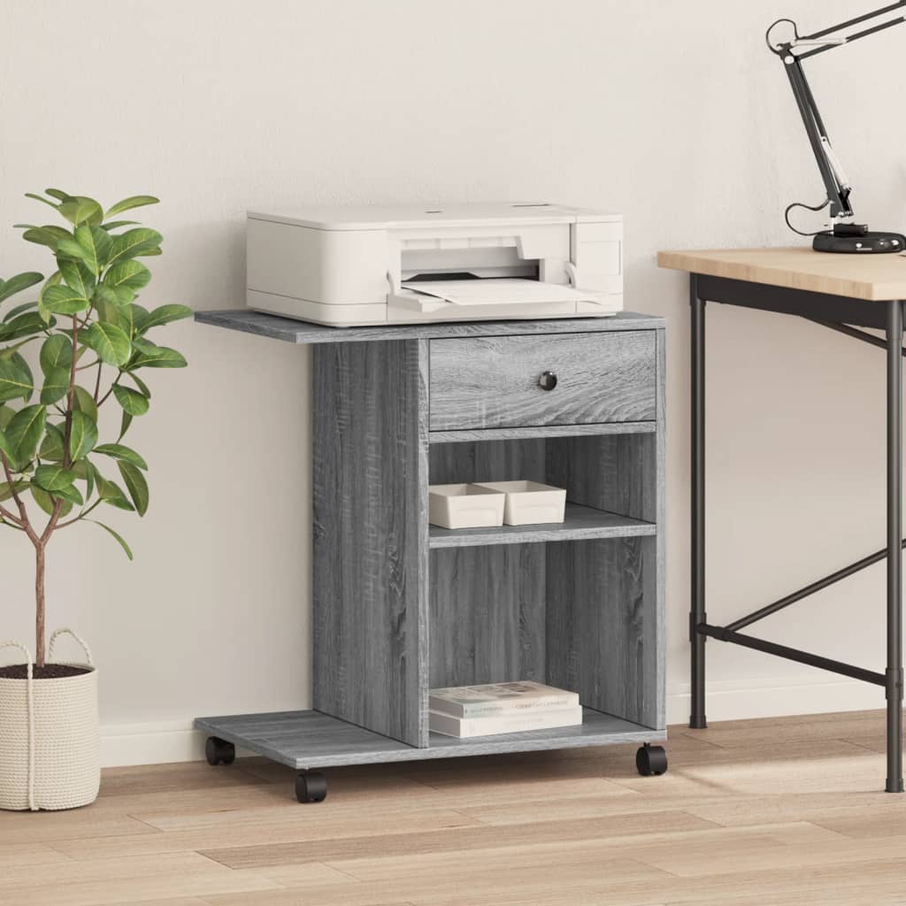 vidaXL Soporte para impresora con ruedas gris Sonoma 60x40x68,5 cm - Image 3