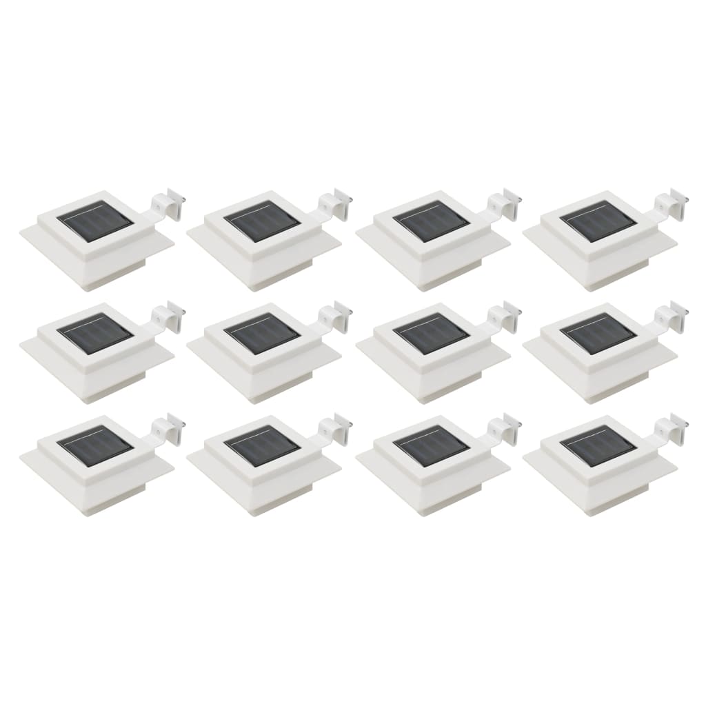 vidaXL Solar-Außenleuchten 12 Stk. LED Rechteckig 12 cm Weiß