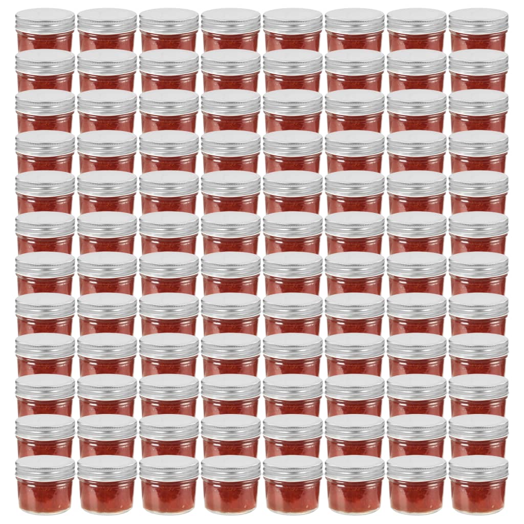 vidaXL Marmeladengläser mit Silbernen Deckeln 96 Stk. 110 ml