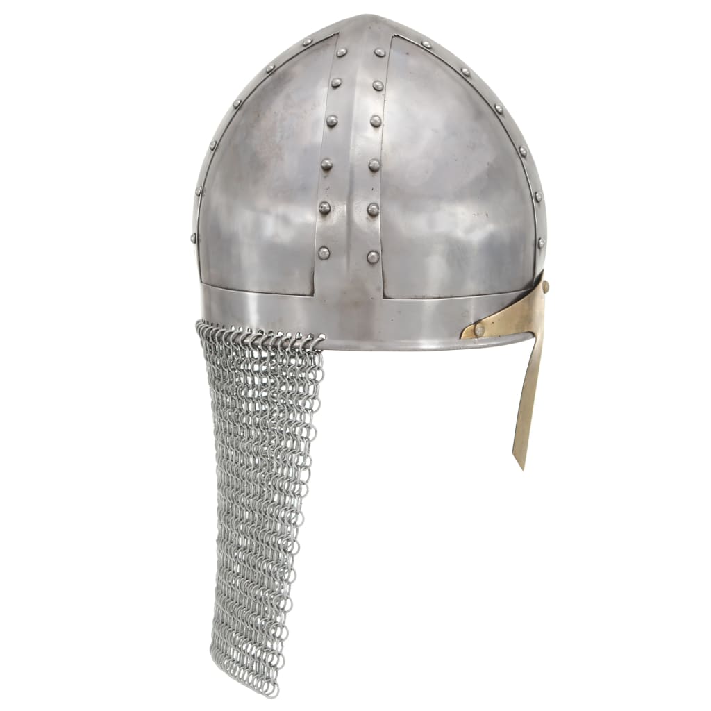 vidaXL Kreuzritter-Helm Antik Replik LARP Silbern Stahl - Image 3