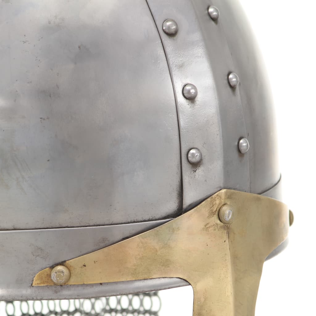 vidaXL Kreuzritter-Helm Antik Replik LARP Silbern Stahl - Image 6