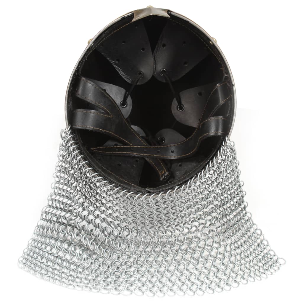 vidaXL Kreuzritter-Helm Antik Replik LARP Silbern Stahl - Image 5