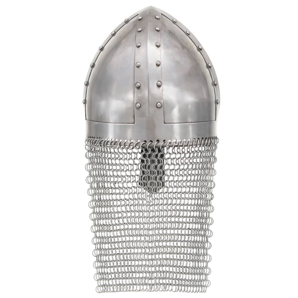 vidaXL Kreuzritter-Helm Antik Replik LARP Silbern Stahl - Image 4