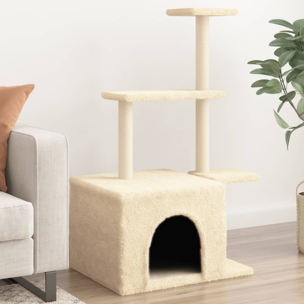 vidaXL Kratzbaum mit Sisal-Kratzsäulen Creme 110 cm