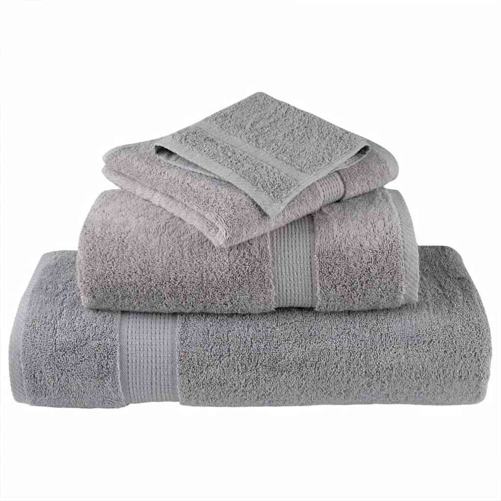 vidaXL Waschlappen 4 pcs Grau Baumwolle - Image 3