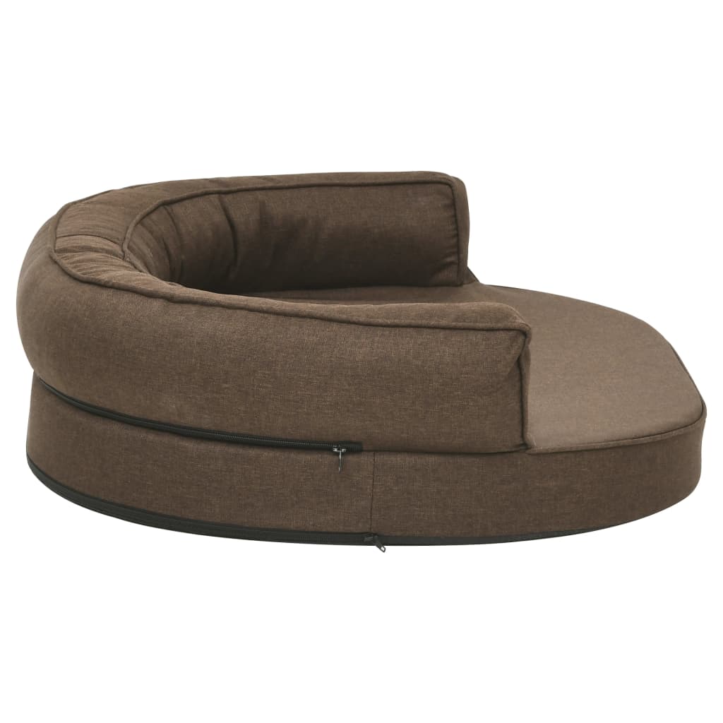 vidaXL Hundematratze Ergonomisch 75x53 cm Leinenoptik Braun - Image 4