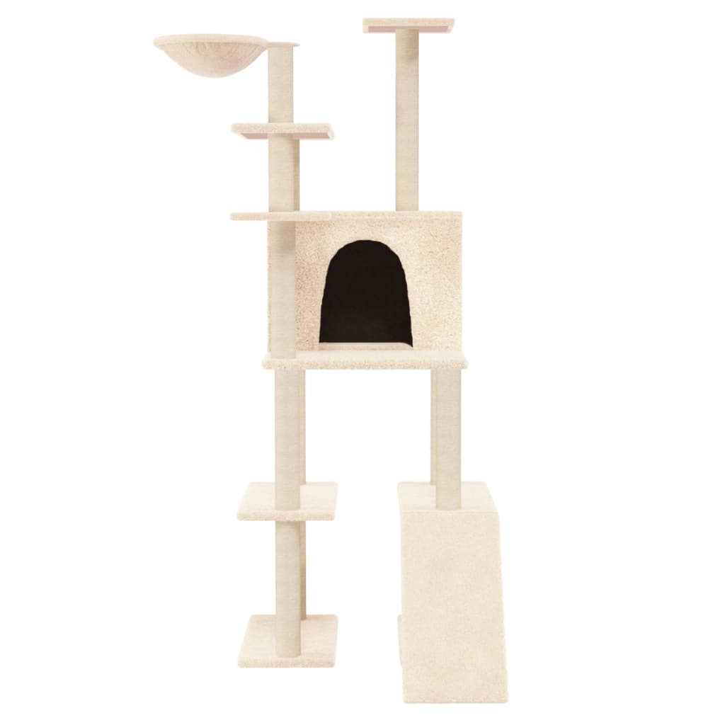vidaXL Kratzbaum mit Sisal-Kratzsäulen Creme 166 cm - Image 3