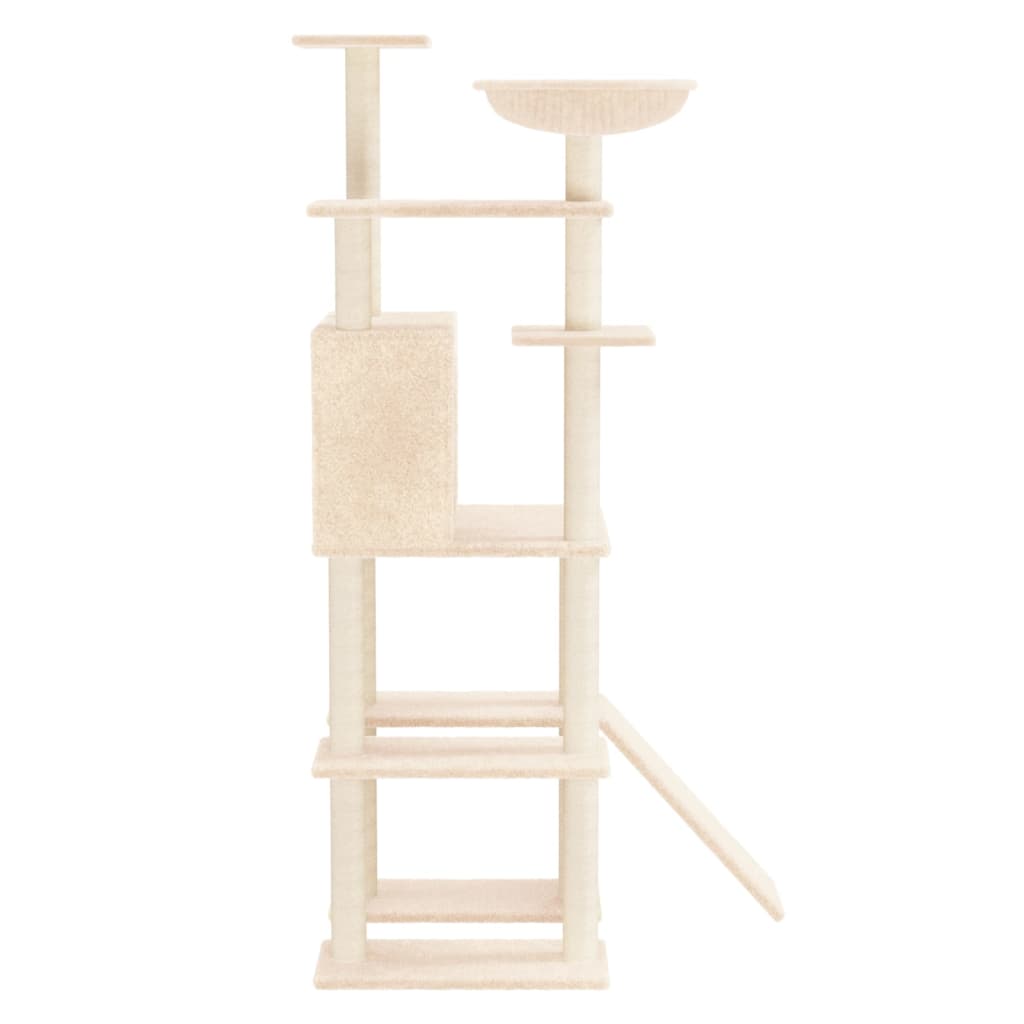 vidaXL Kratzbaum mit Sisal-Kratzsäulen Creme 166 cm - Image 4