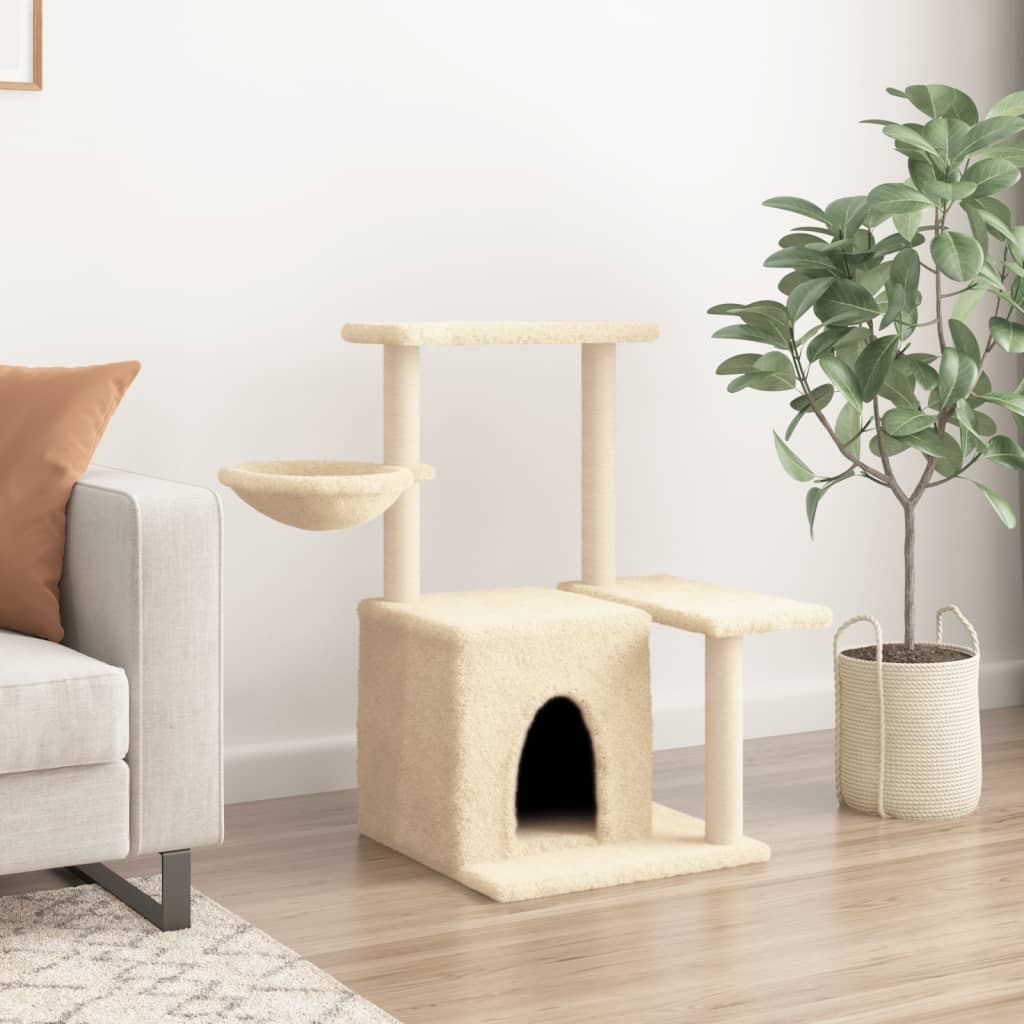 vidaXL Kratzbaum mit Sisal-Kratzsäulen Creme 83 cm - Image 3