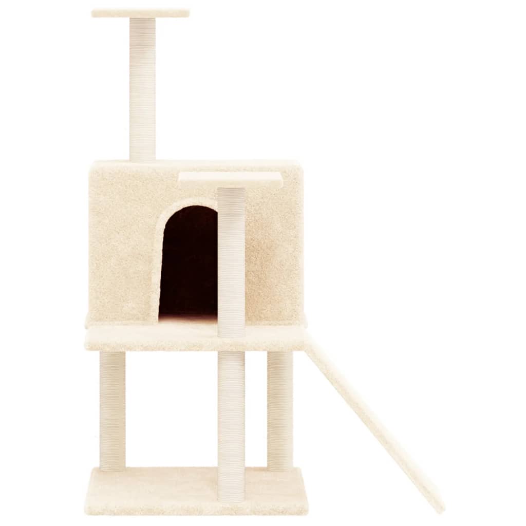 vidaXL Kratzbaum mit Sisal-Kratzsäulen Creme 109 cm - Image 3