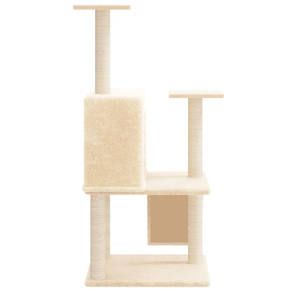 vidaXL Kratzbaum mit Sisal-Kratzsäulen Creme 109 cm - Image 4